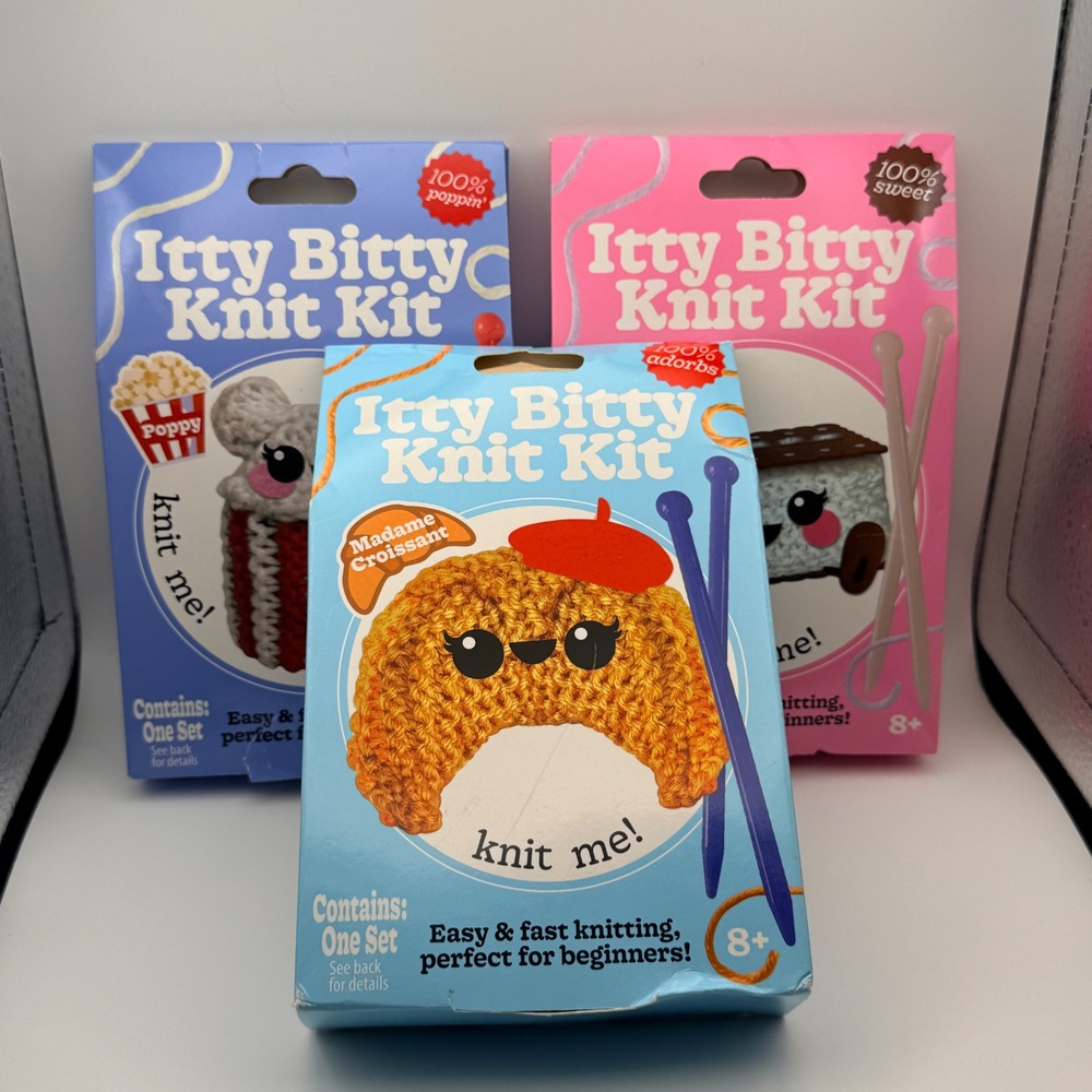 Bright Stripes Itty Bitty Knit Kit Set of 3 Madame Croissant Sammy Poppy NEW